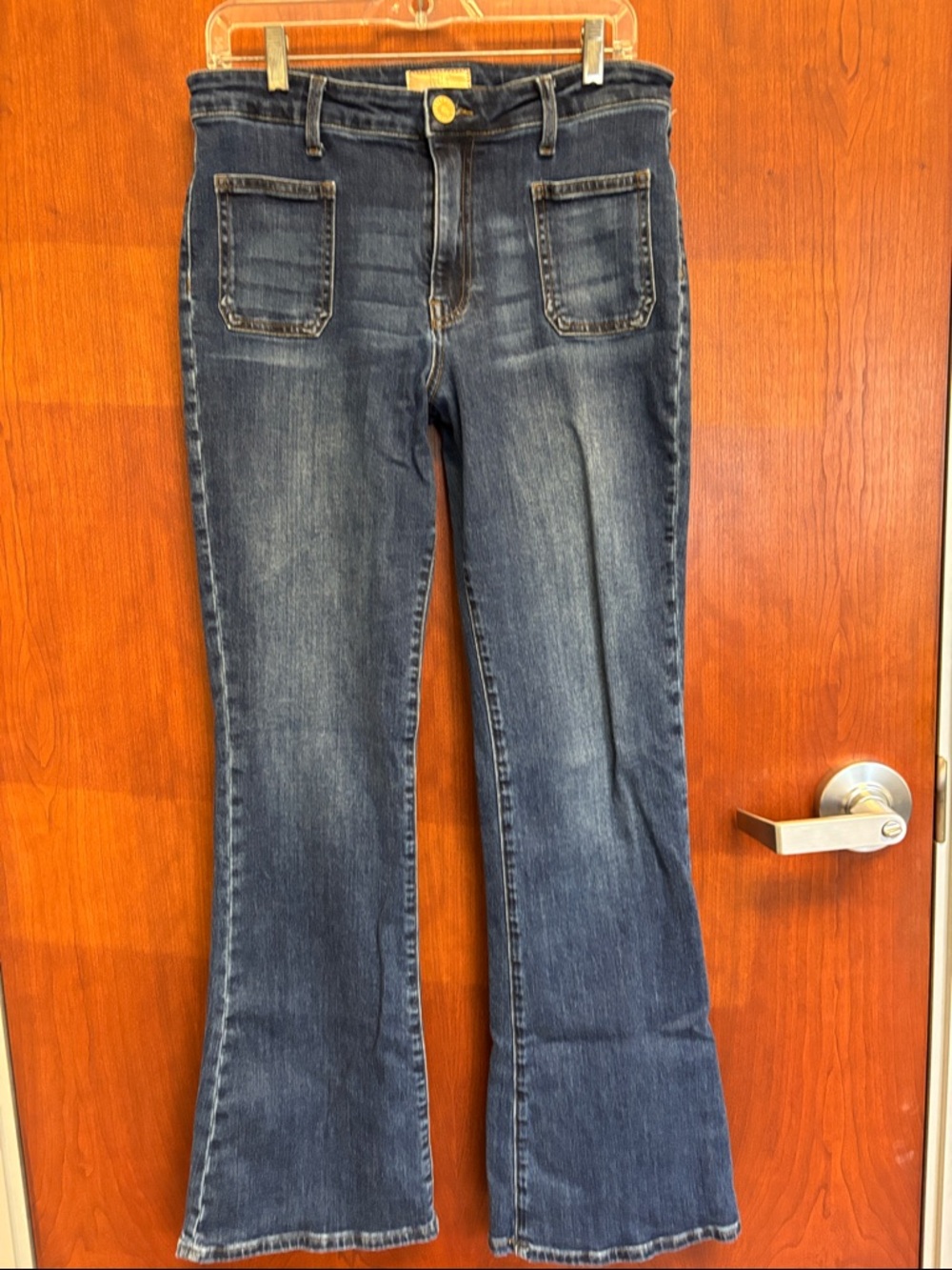 Kut from the Kloth Ana High Rise Flare Jeans Patch Pocket Stretch